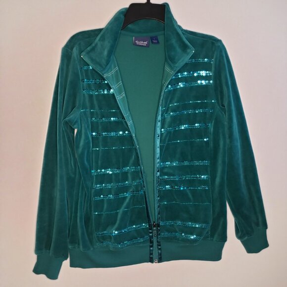 Gloria Vanderbilt Light Jacket Women's S Green Velvet Full Zip Y2K Vintage NWOT - Picture 7 of 13